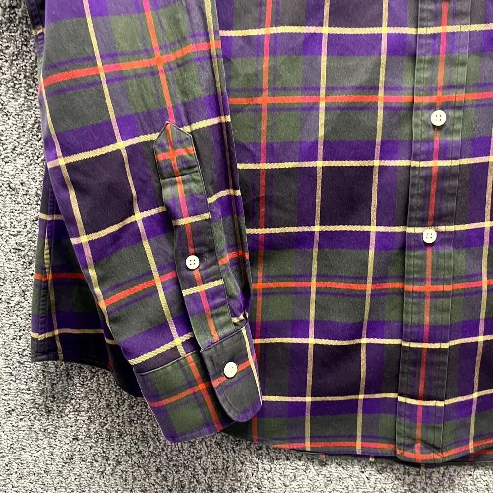 Polo Ralph Lauren Shirt Men's XL Multicolor Plaid Regent Custom Fit‎ Button Up